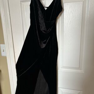 Astr Black Asymmetrical Velvet Dress